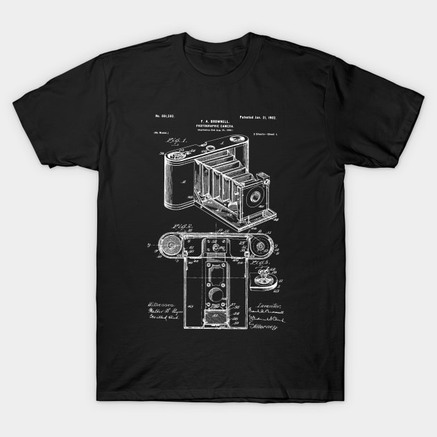 Photographic Camera Patent / Camera Blueprint / Camera Patent Illustration T-Shirt by Anodyle